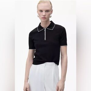 NWT MANGO
Women's Contrast Trims Polo Neck Sweater